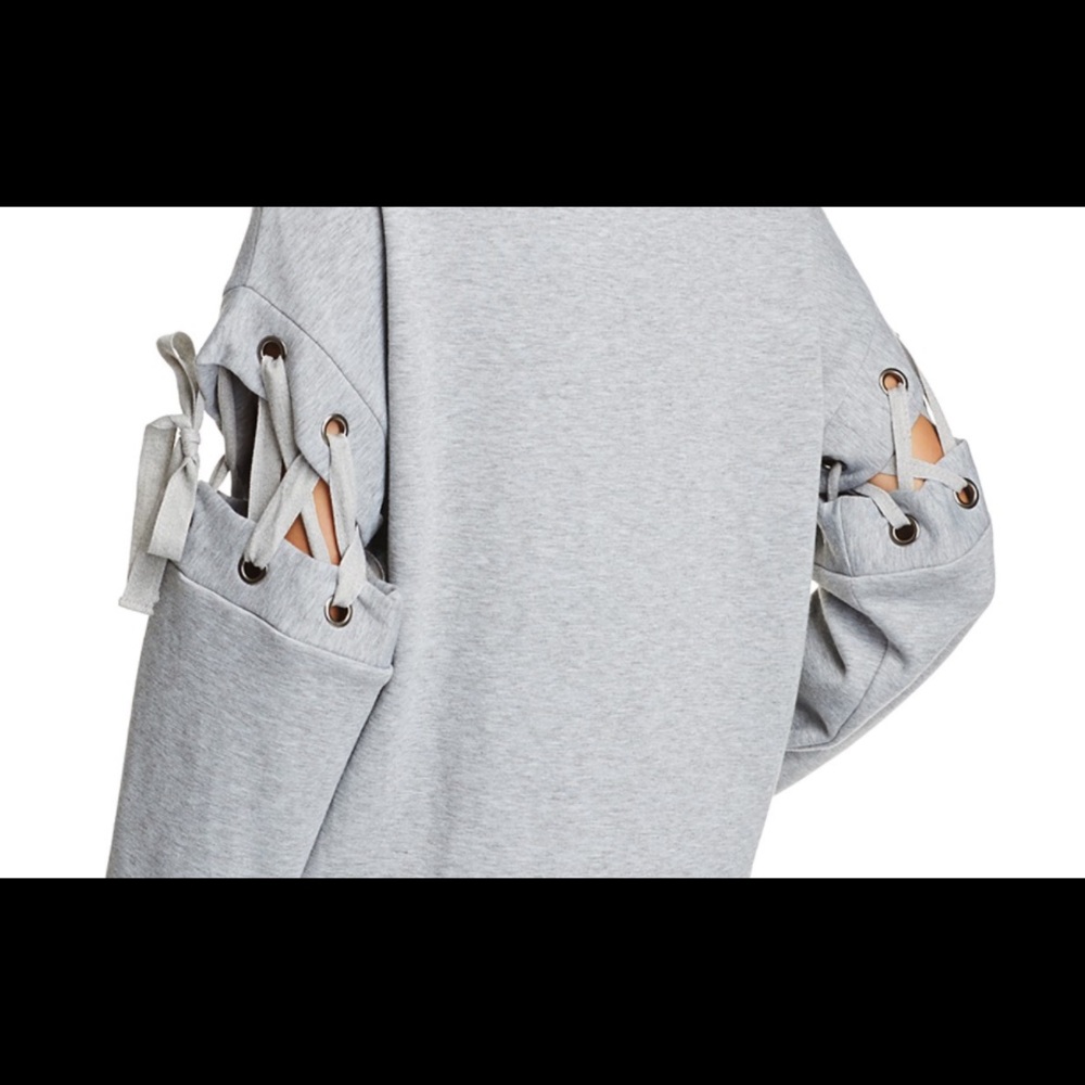 En Creme Lace Up Sweater